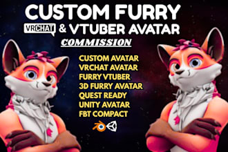 create custom vrchat avatar, 3d furry vtuber, nsfw 3d model, vr character