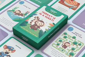 design educational memory flash cards kids playing  card box mockup design