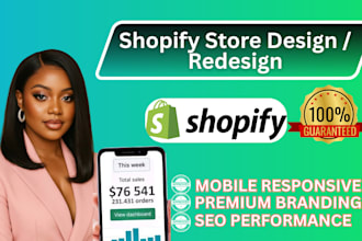 build, design or redesign shopify store, ecommerce website or dropshipping site