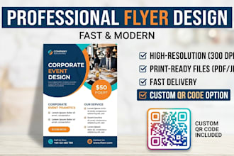 design a modern flyer with a custom qr code