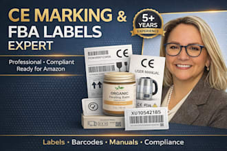 create ce marking, fba labels, barcode labels, user manuals, instructions guide