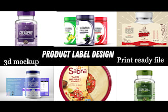 do product label design, supplement label design, food, cosmetic label design