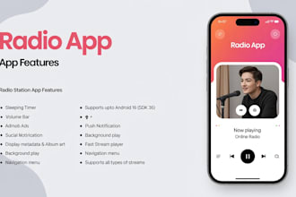 create android radio app multi station audio app with admin panel