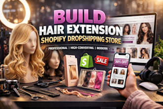 build hair extension shopify dropshipping store website wig beauty website store