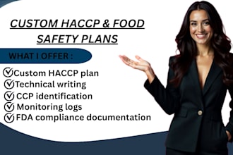 make customized haccp plan food safety,gmp, fda, documentation for your business