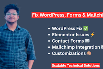 fix and customize wordpress, elementor, contact form and mailchimp