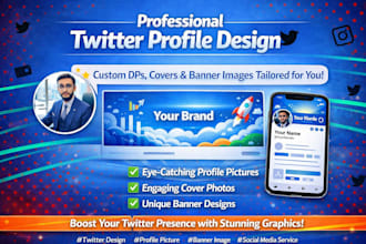 design premium twitter profile, dp and cover image for business growth