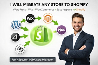 migrate wordpress to shopify,woocommerce, wix lovable to shopify store migration