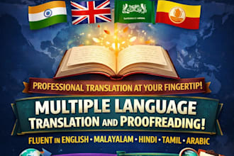 translate and proofread in english, arabic, indian languages