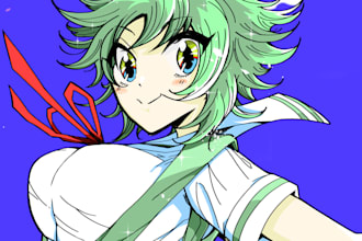 draw a cute hand drawn anime bust up icons