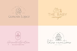do hand drawn minimalist feminine line art, floral line art, one line art logo