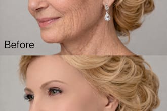 wedding photo retouching, body slimming, lighting and colour