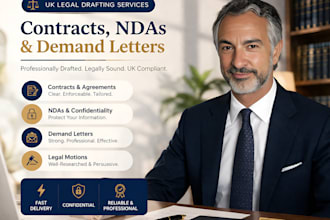be your UK solicitor for cease and desist legal drafting, ndas and demand letter