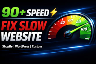 fix slow website and speed up wordpress, shopify for 90 pagespeed