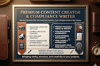 write legal, policy or travel content for you