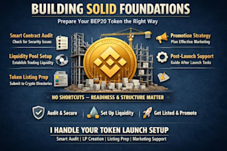 do bep20 token listing, token promotion, smart contract audit and lp setup