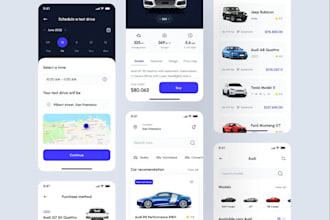 develop car marketplace app, car listing app, car auction app, carpooling app