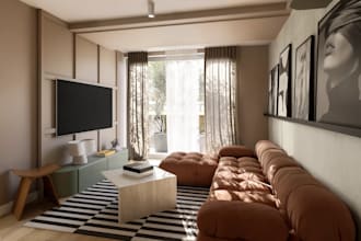 remodel3d house interior,studio apartment,living room,open kitchen layout,dining