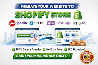 migrate yola podia site123 strikingly woocommerce pixpa website to shopify store