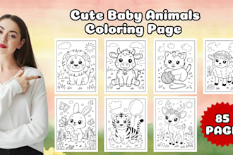design cute baby animals coloring book for kids