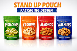 design unique stand up pouch packaging for snacks, spices and coffee