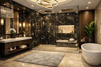 create modern 3d bathroom, shower design and photoreal render with 3dsmax