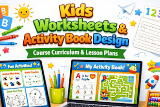 design kids worksheets activity book coloring book and course curriculum