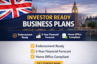 develop a professional business plan for UK startup and visa