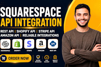 build shopify stripe API integration, squarespace rest API, and amazon API