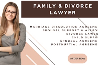 draft your family law documents for divorce, child support and alimony
