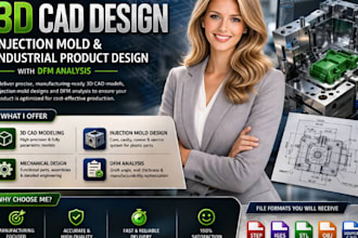 3d cad design injection mold mechanical industrial product design dfm analysis