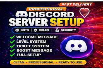 create a professional discord server with bots and full setup
