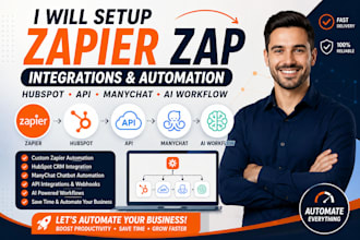 setup zapier zap integrations hubspot automation API zaps manychat ai workflow