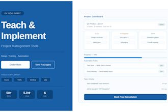 teach and implement project management tools like asana, trello, clickup, jira