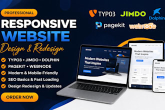 create responsive typo3 jimdo dolphin, pagekit  webnode websites design redesign