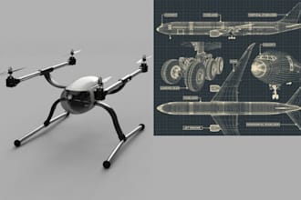 create aerospace engineering drawings, drone, aircraft and uav cad design