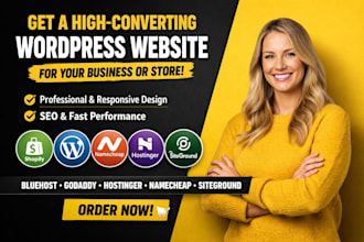 design wordpress website using bluehost godaddy hostinger namecheap siteground