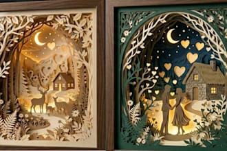 create custom 3d light box shadow box design for laser cut svg paper art