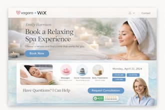 design a vagaro booking page spa website massage website consultant wordpress