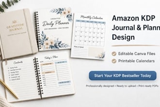 design KDP journal, planner, notebook and printable calendar for amazon KDP