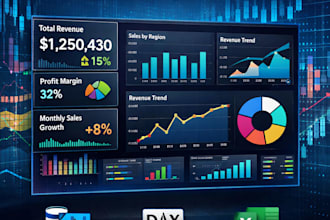 create power bi dashboards, reports, data visualization