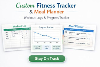 create fitness tracker spreadsheets, workout logs, and meal planners