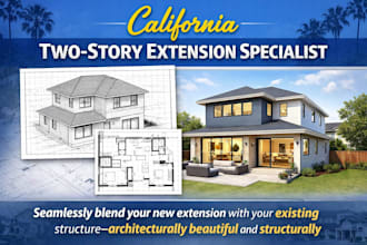 design california two story home, rear additions, floor plans structural layout
