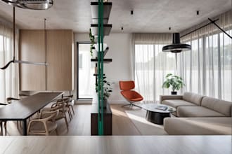 cgi scandinavian house interior,open concept living,3d bedroom render,skp dining