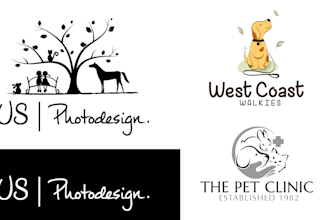 create modern animal dog, cat, fox,cow, pet care veterinary logo