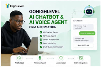 setup gohighlevel ai chatbot, ai voice agent and CRM automation