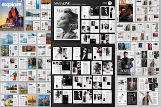 do zine book design layout, magazine company profile aso logo design cookbook