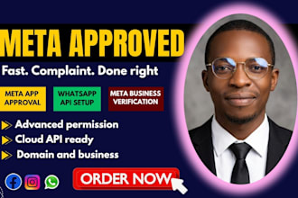 do meta app approval, whatsapp API setup and meta business verification
