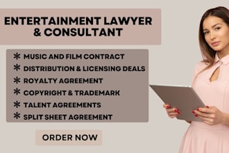 draft you music, film, and entertainment contracts and legal documents
