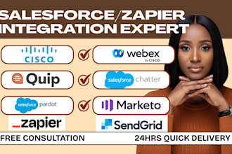 integrate zapier salesforce cisco webex quip chatter marketo sendgrid pardot crm
